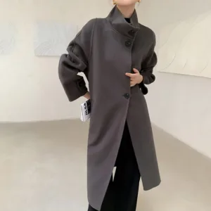 Ladies' 100% cashmere thick double-sided extended coat, classic, versatile and fashionable for business and leisure